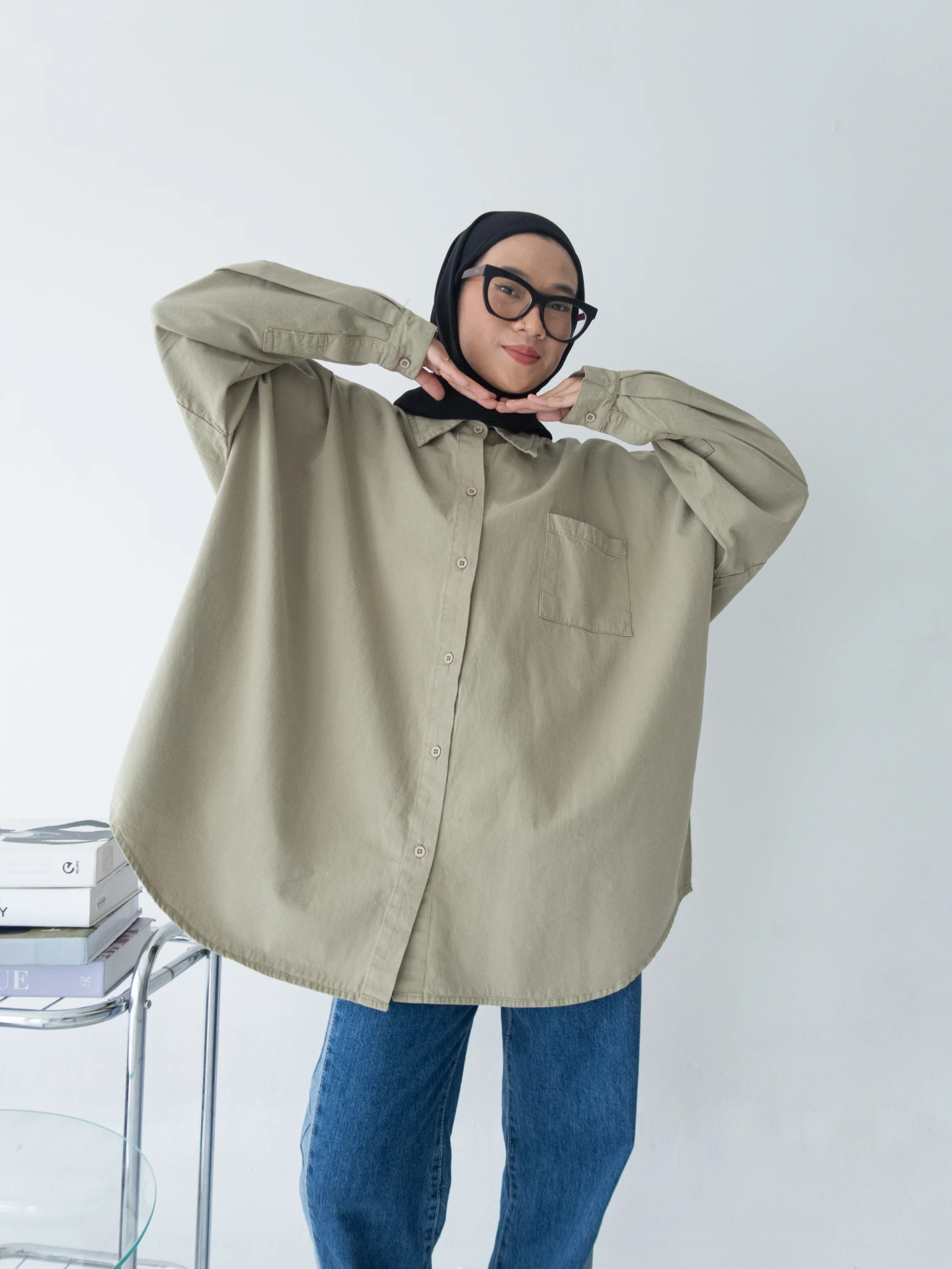 Dagestan Colour Oversized Shirt Sage Green