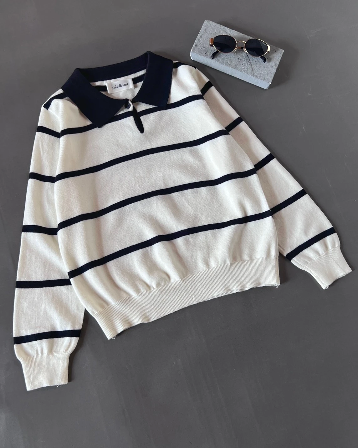 Jelfa Stripe Longsleeve Kode 710.N Broken White