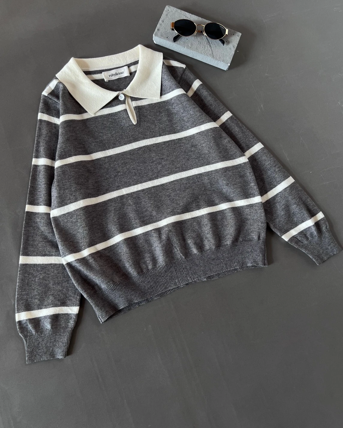 Jelfa Stripe Longsleeve Kode 710.N Misty Grey