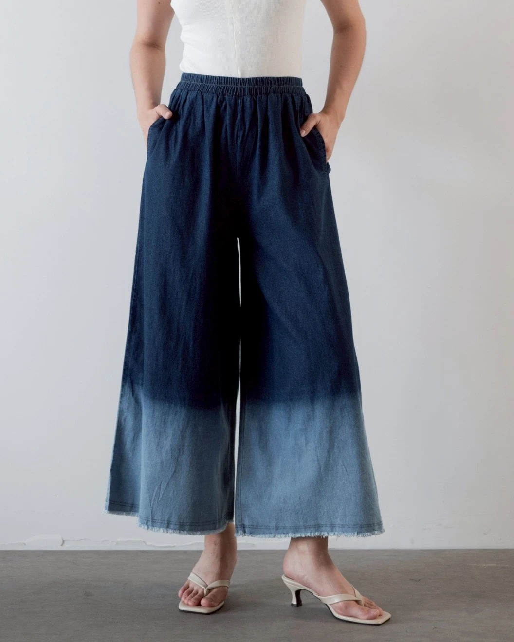 Jenae Cullote Denim Pants Kode 697N Dark Blue