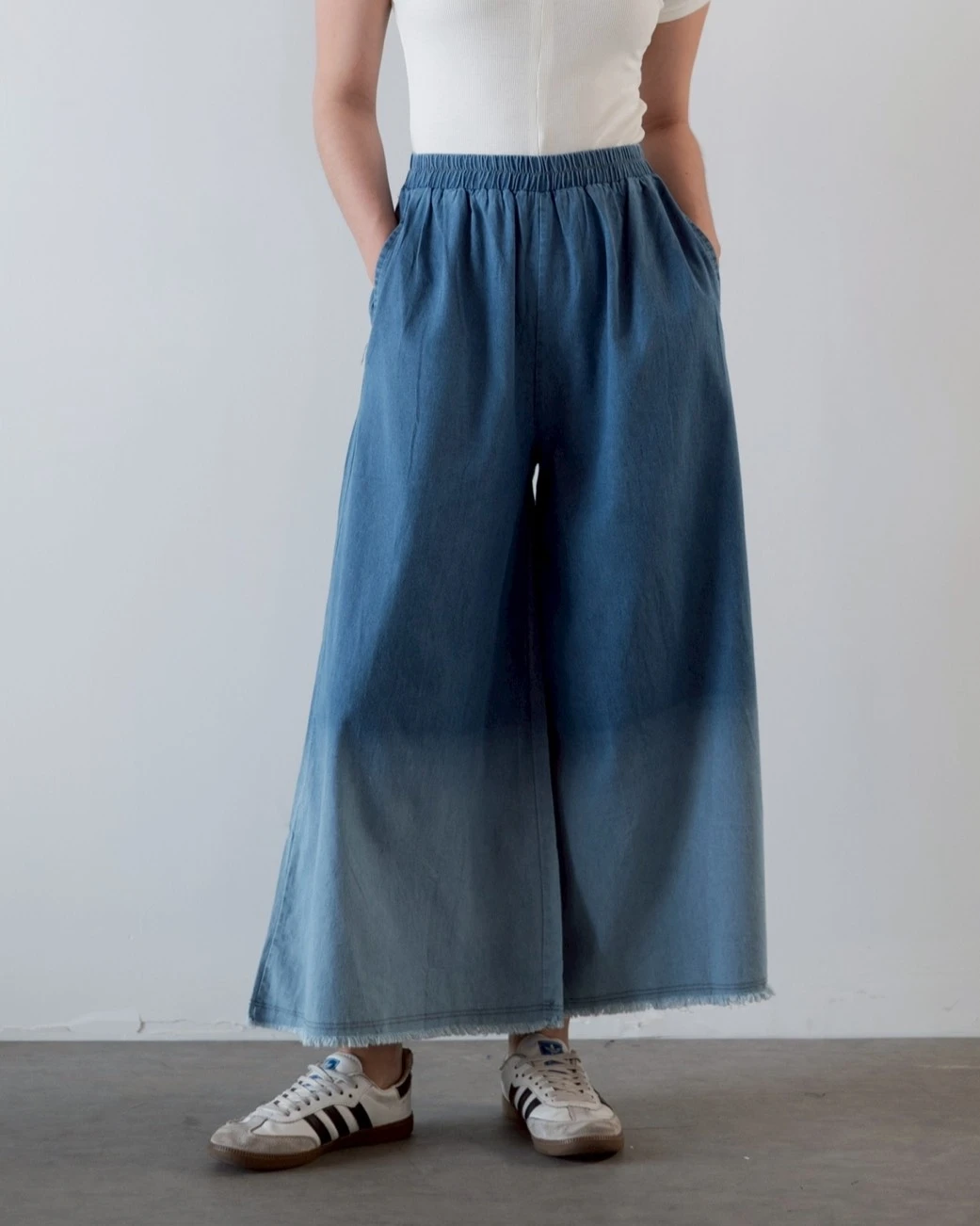 Jenae Cullote Denim Pants Kode 697N Medium Blue