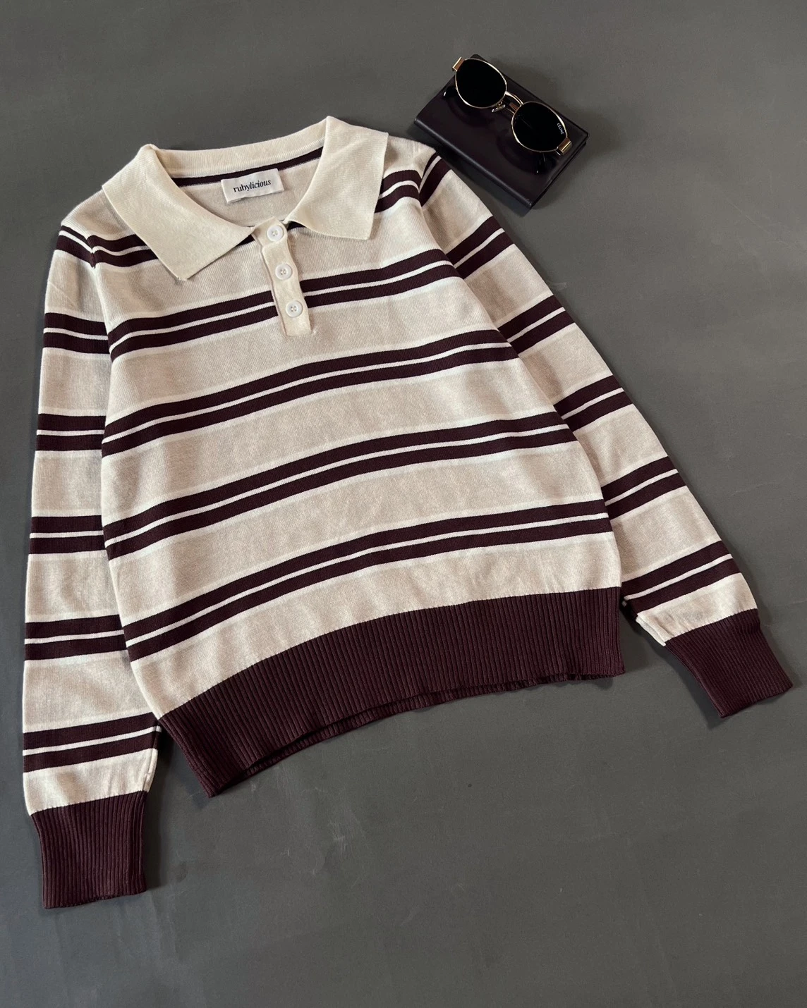 Nancy Stripe Longsleeve Kode 677N Beige - Image 2