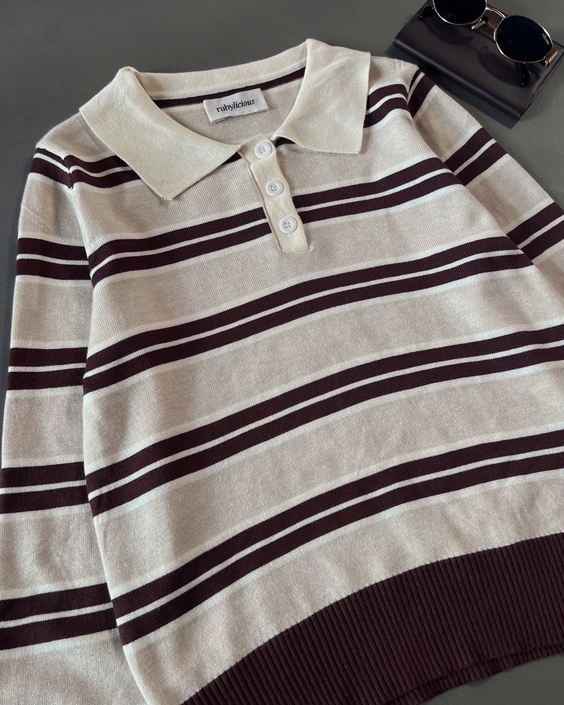 Nancy Stripe Longsleeve Kode 677N Beige