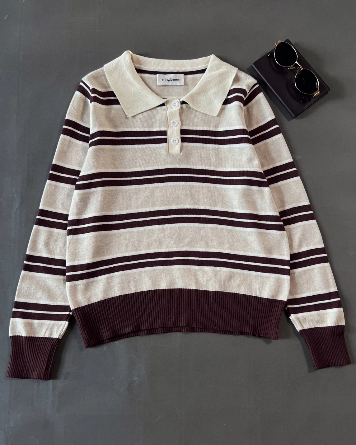 Nancy Stripe Longsleeve Kode 677N Beige - Image 3