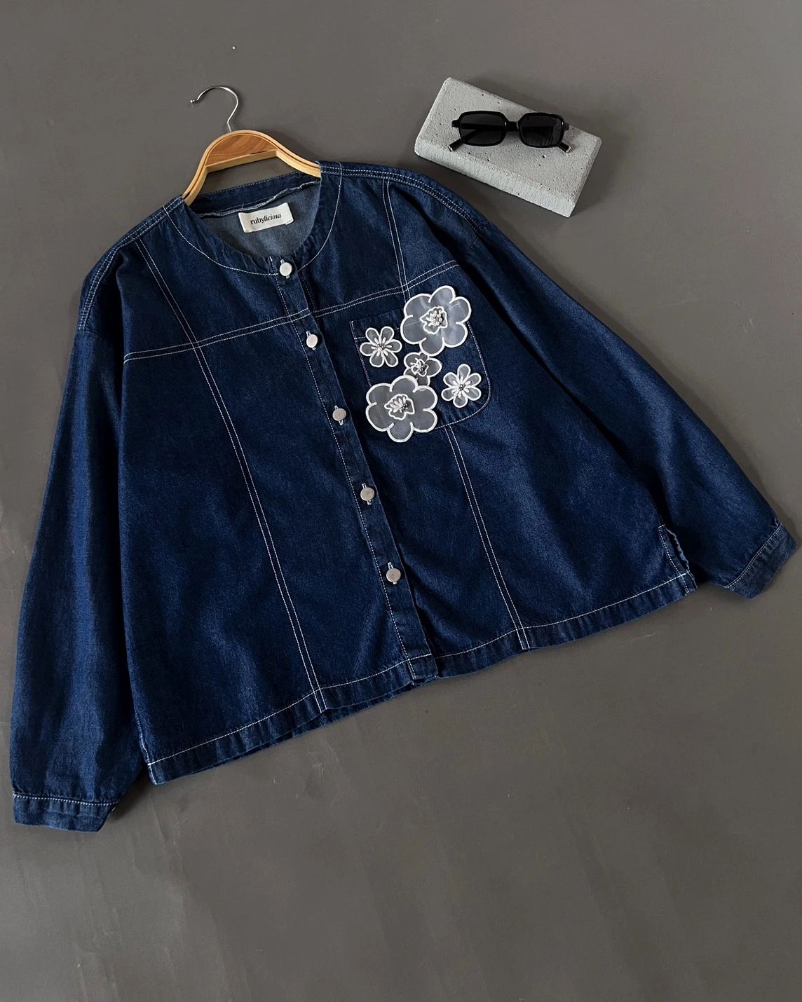 Pory Denim Shirt Kode 70055 Dark Blue