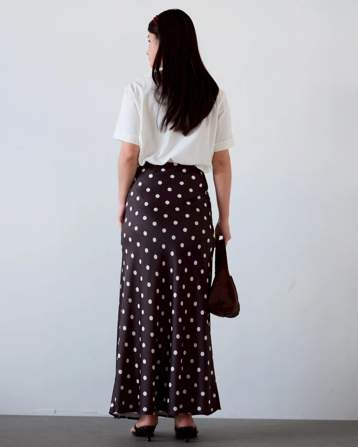 Louva Polka Skirt Kode 687N Coffee - Image 3