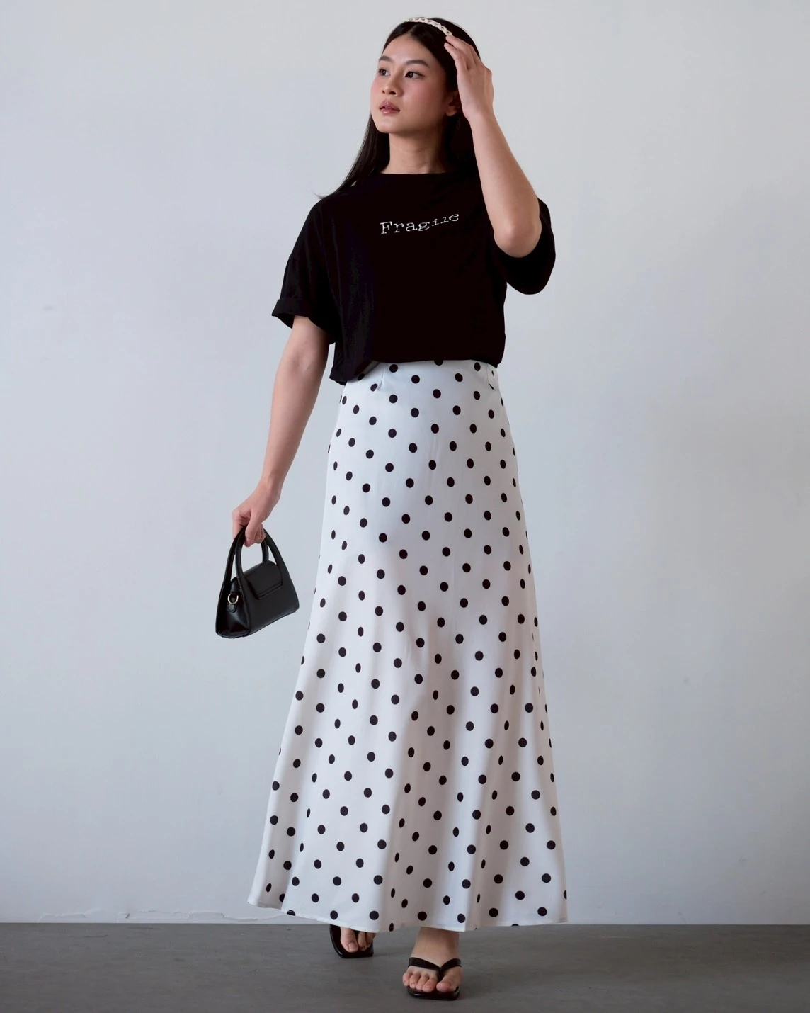 Louva Polka Skirt Kode 687N Broken White