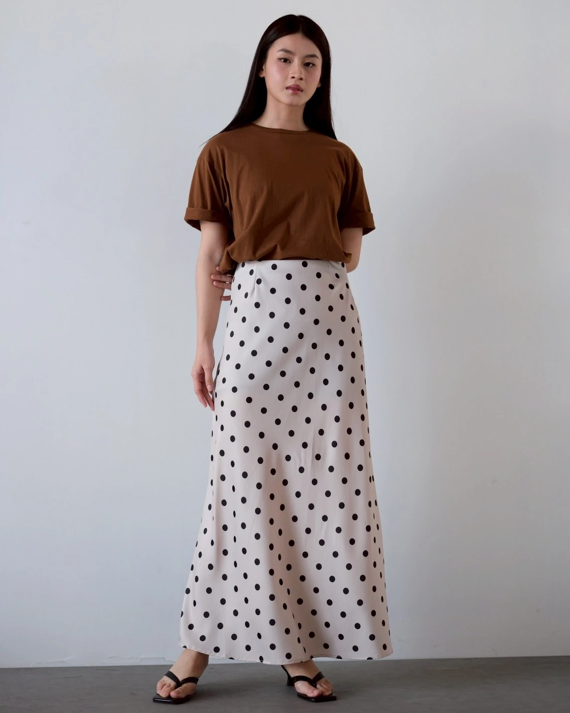 Louva Polka Skirt Kode 687N Cream