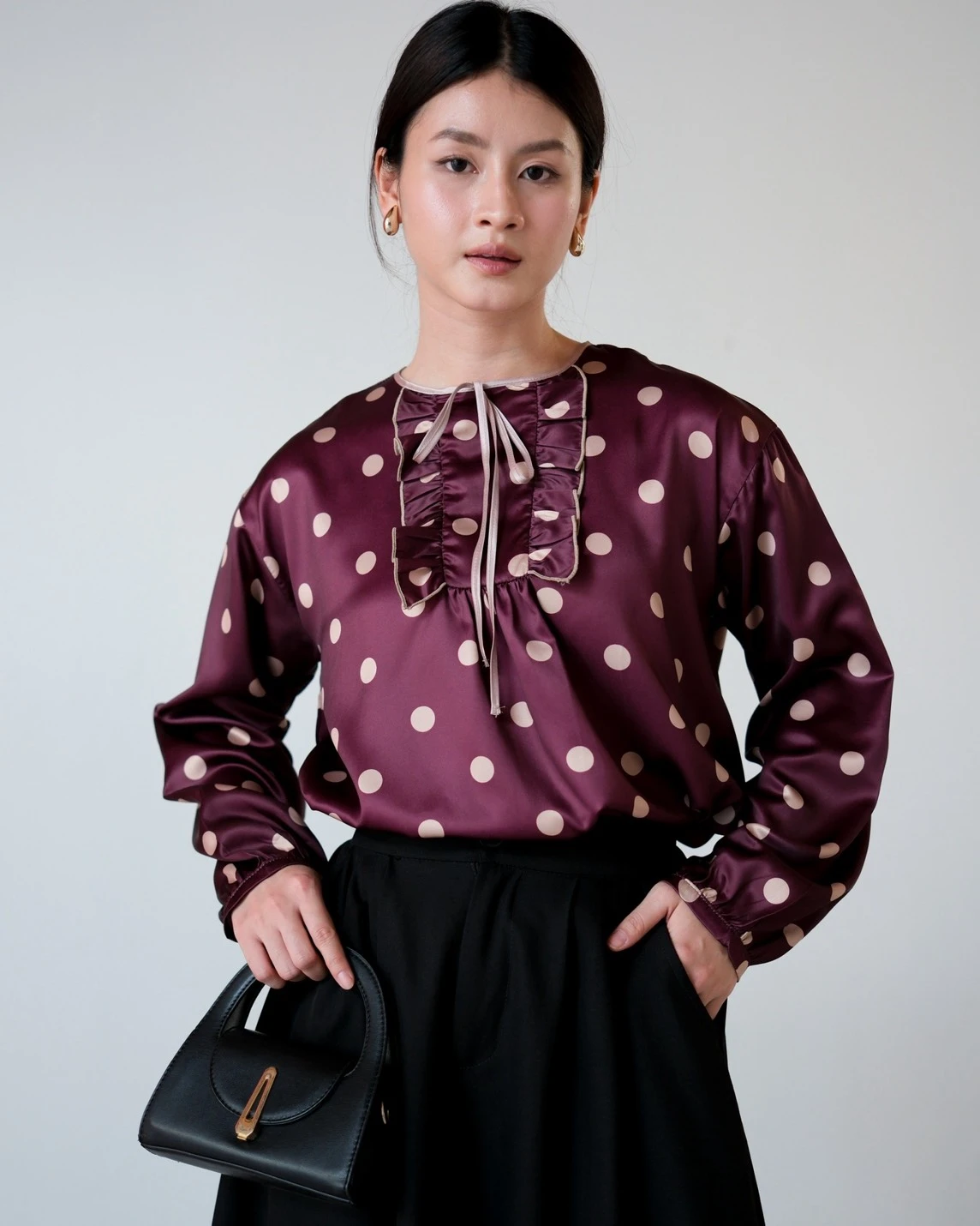 Wilow Polka Blouse Maroon