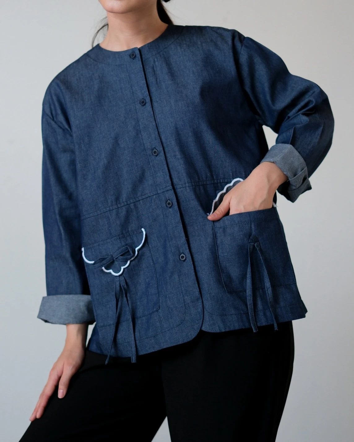 Prelia Denim Shirt Dark Blue - Image 3