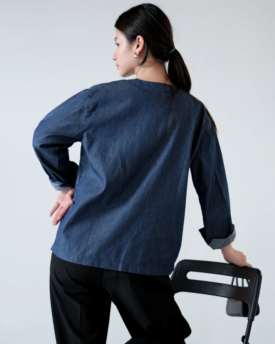 Prelia Denim Shirt Dark Blue - Image 4