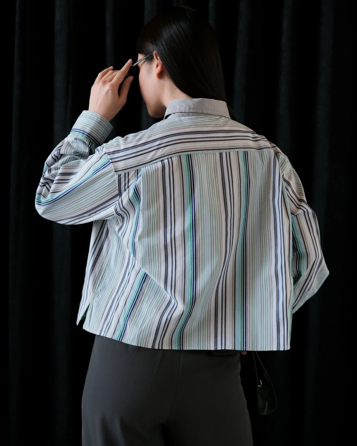 Nonie Stripe Shirt Stone Grey - Image 3