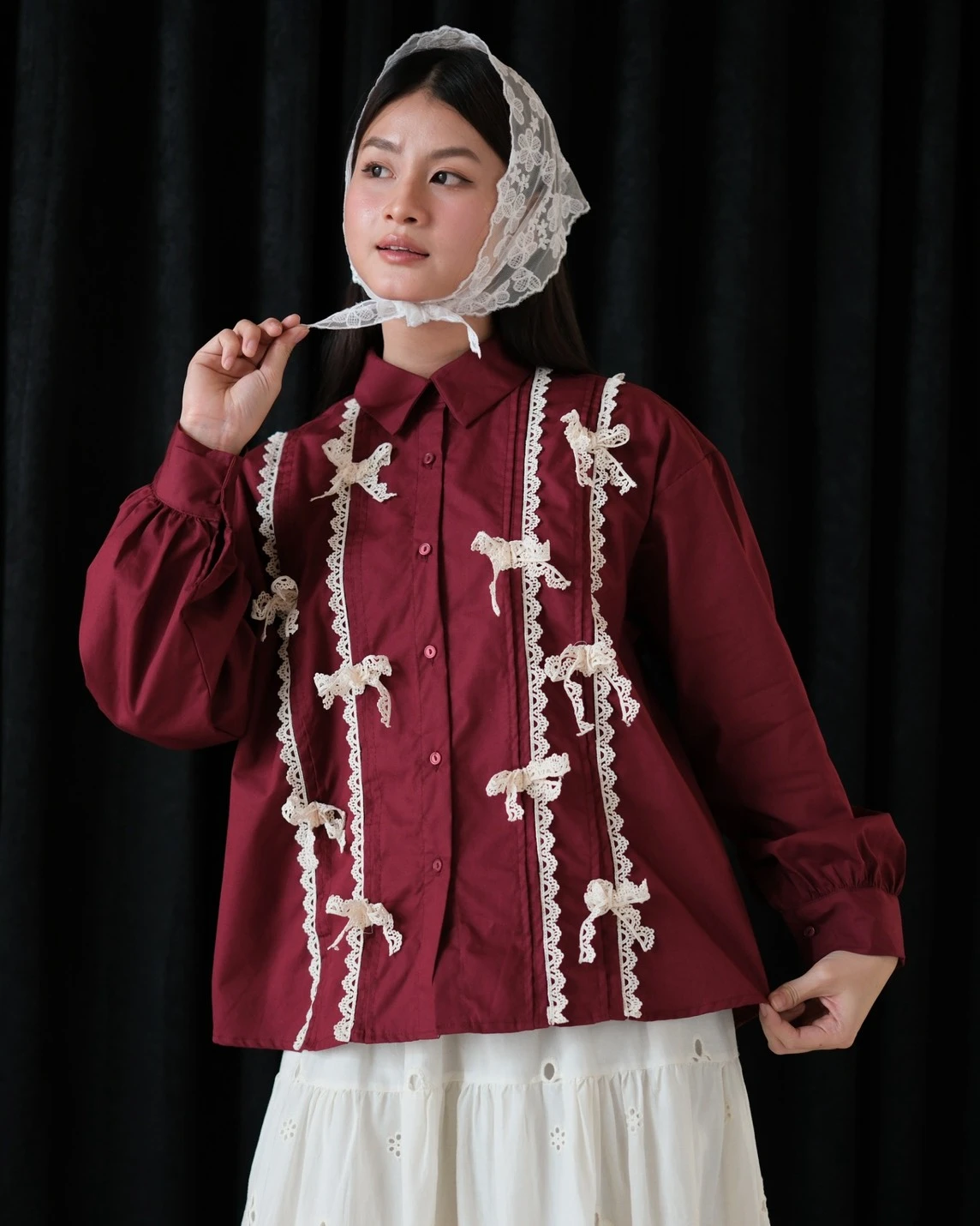 Eksyana Shirt Kode 80150 Maroon