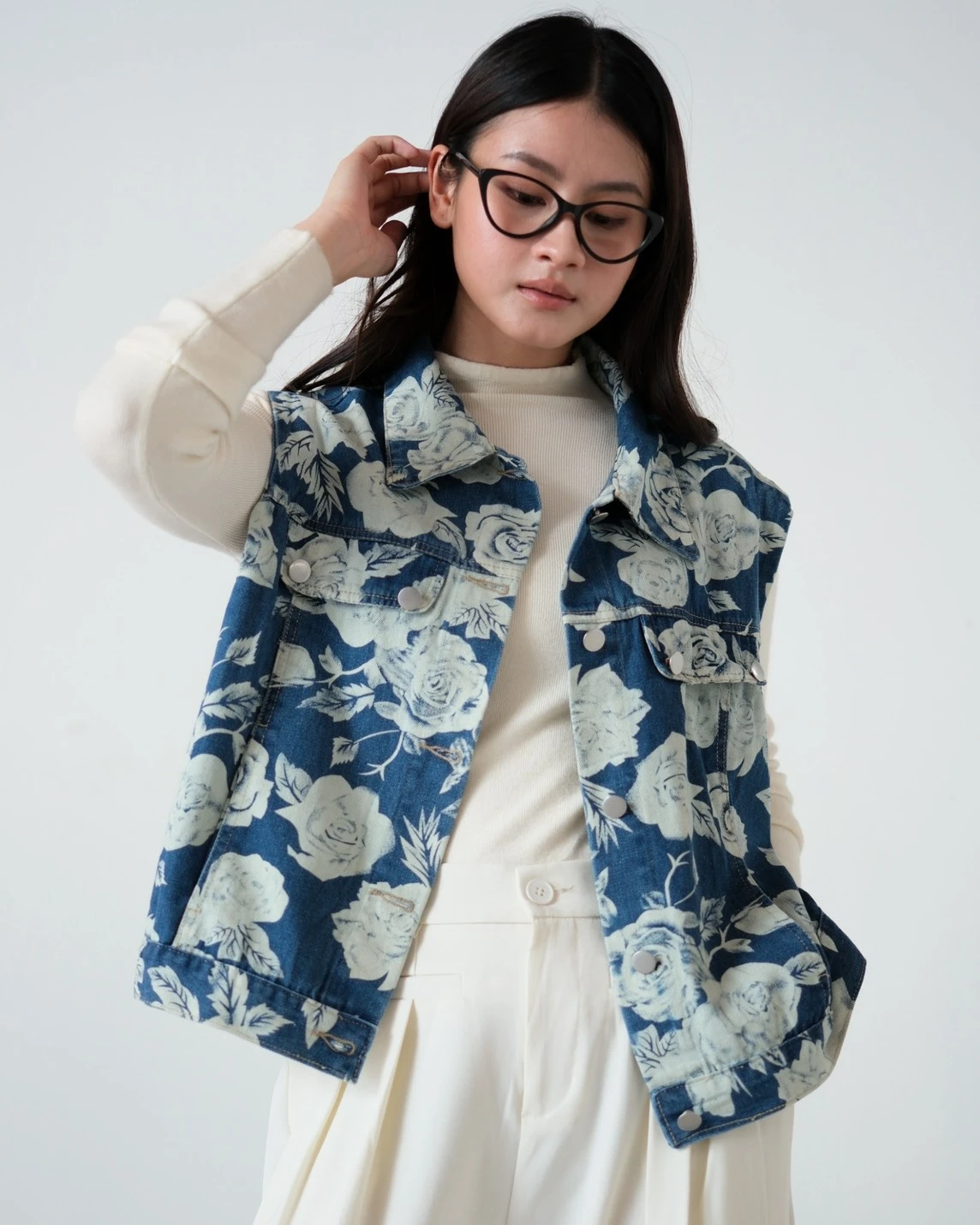 Floral Denim Vest Kode 681N Kode A - Image 2