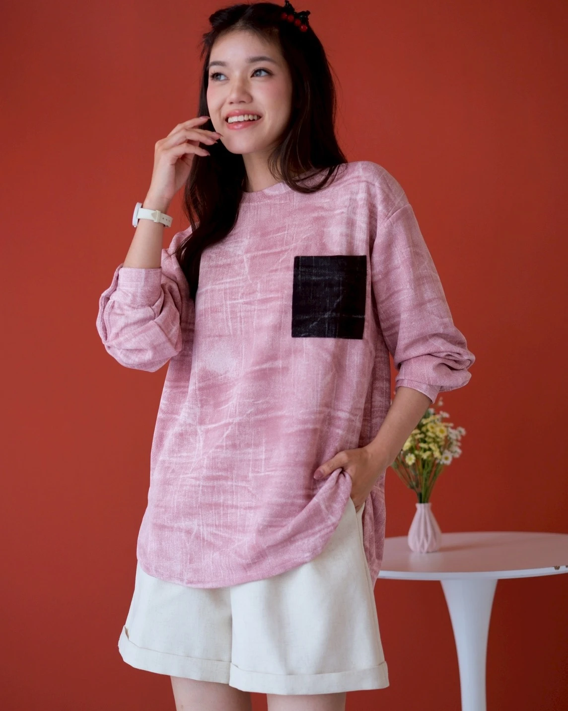 Alternative view of Kamora Longsleeve Kode 5369 Pink-Black