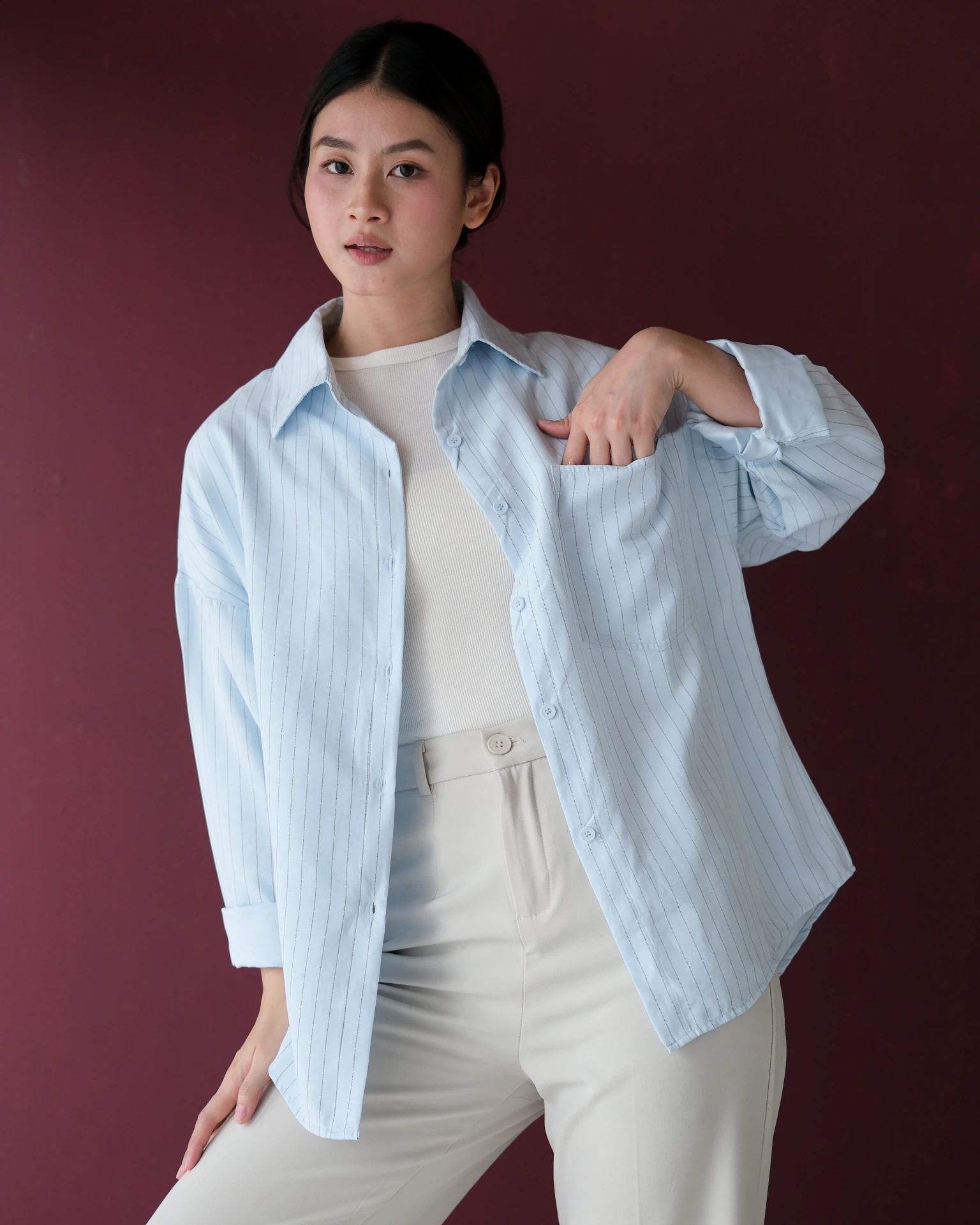 Chenka Stripe Shirt Kode N855-1 Blue