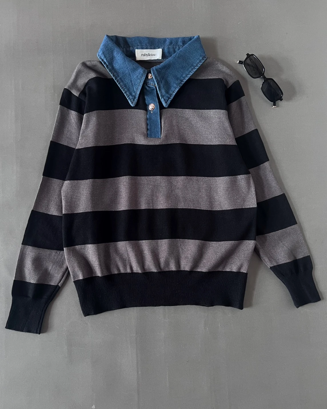 Cleya Stripe Longsleeve Kode 27O Black