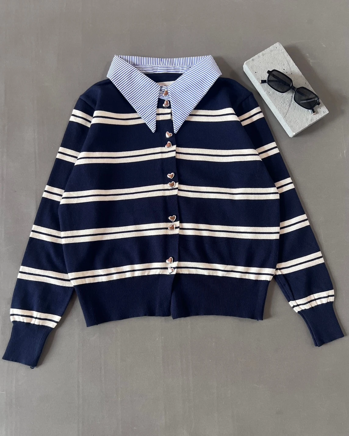 Cenora Stripe Longsleeve Kode 9-P Navy - Image 4
