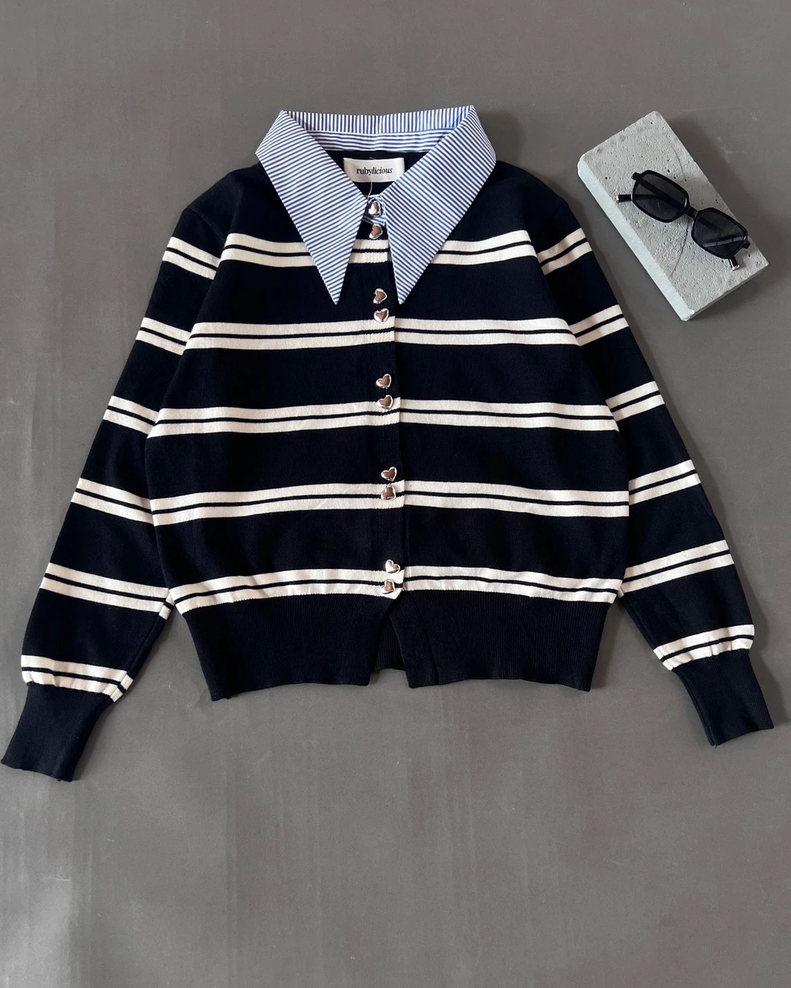 Cenora Stripe Longsleeve Kode 9-P Black