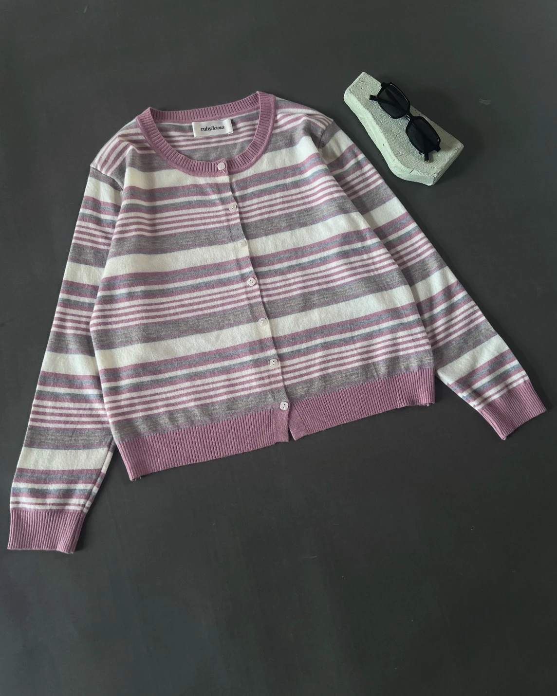 Dheca Stripe Cardi Kode 10-P Pink