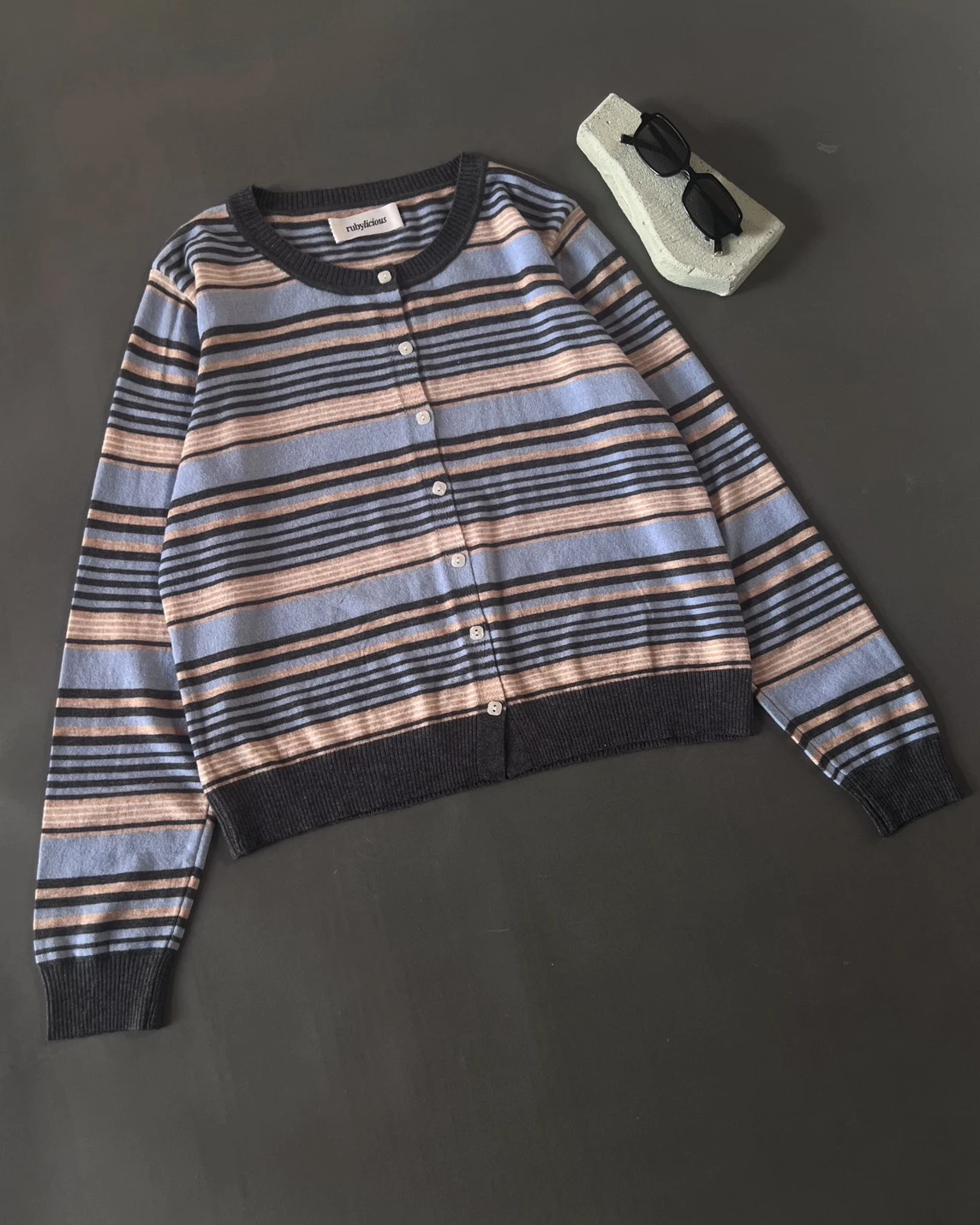 Dheca Stripe Cardi Kode 10-P Dark Grey - Image 4