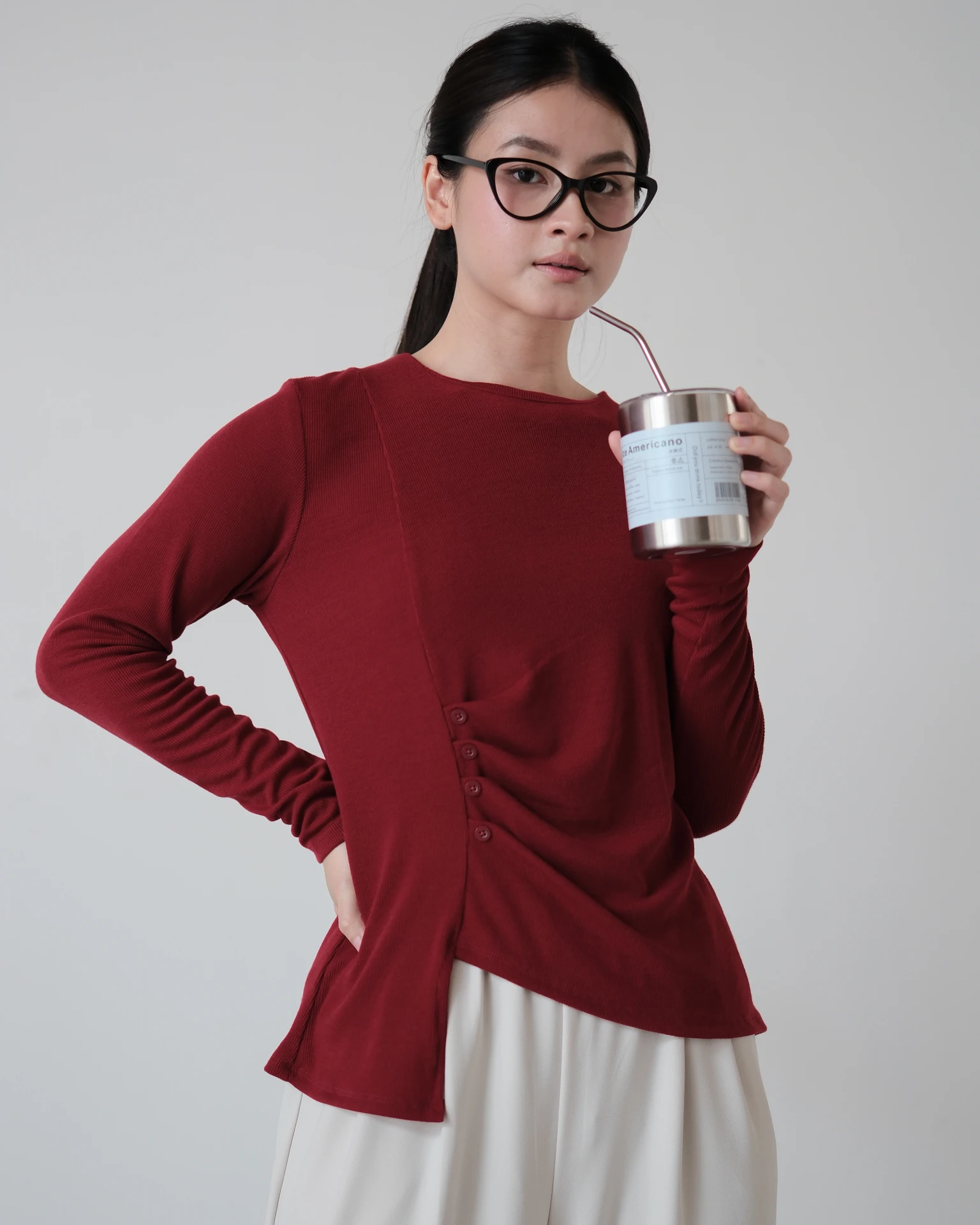 Faline Longsleeve Kode 26463 Maroon