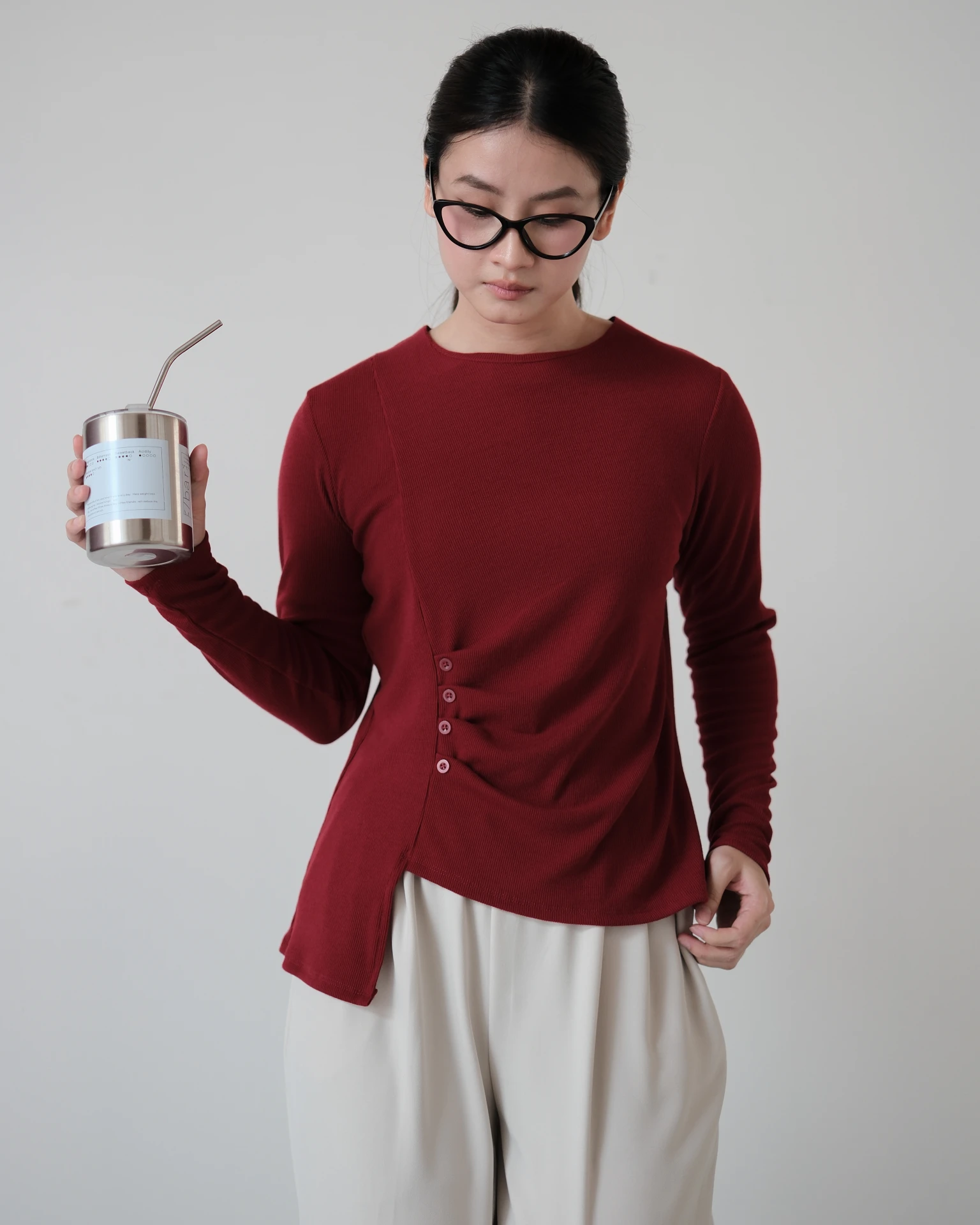 Faline Longsleeve Kode 26463 Maroon - Image 3