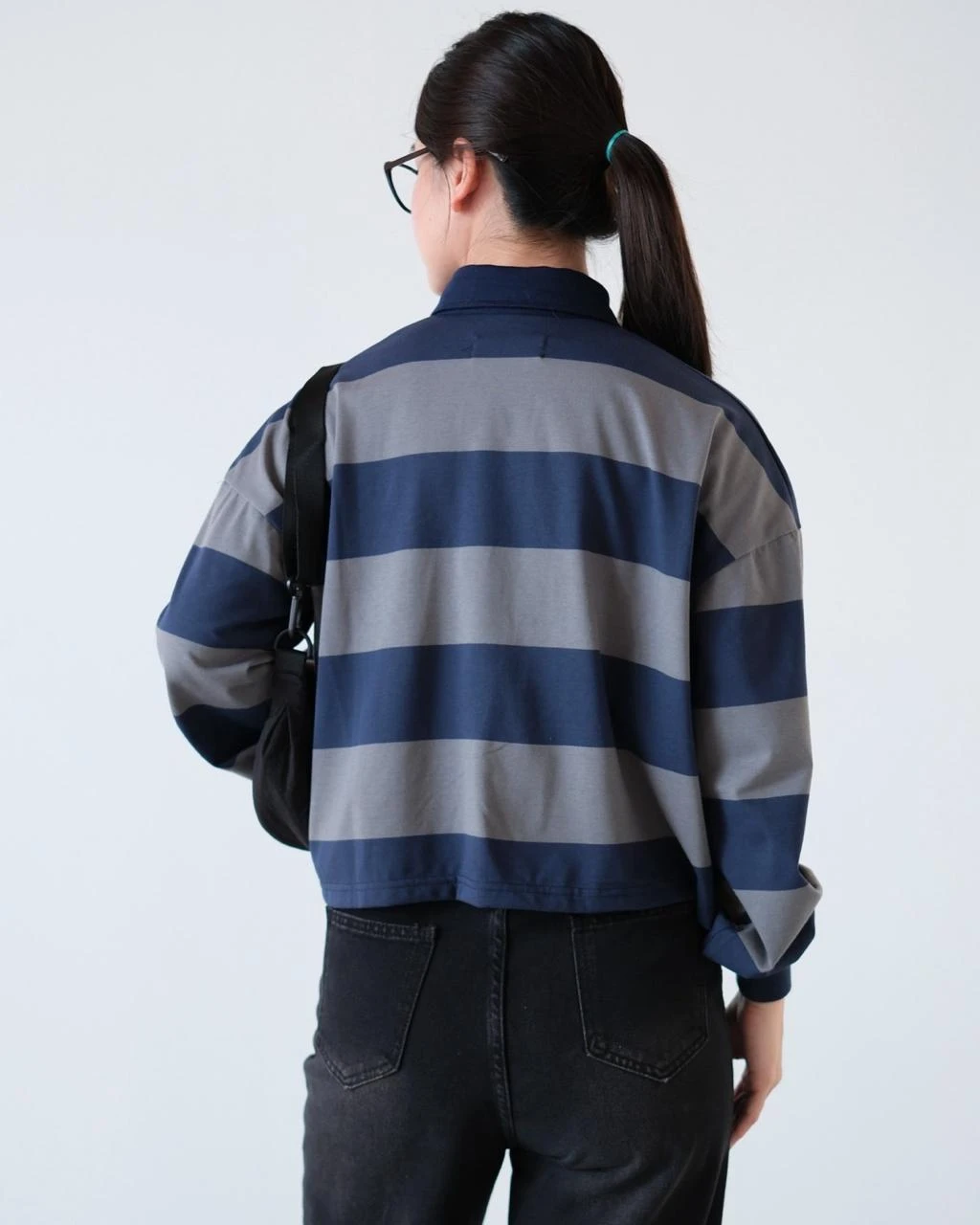Lilou Stripe Longsleeve Dark Grey-Navy Big - Image 3