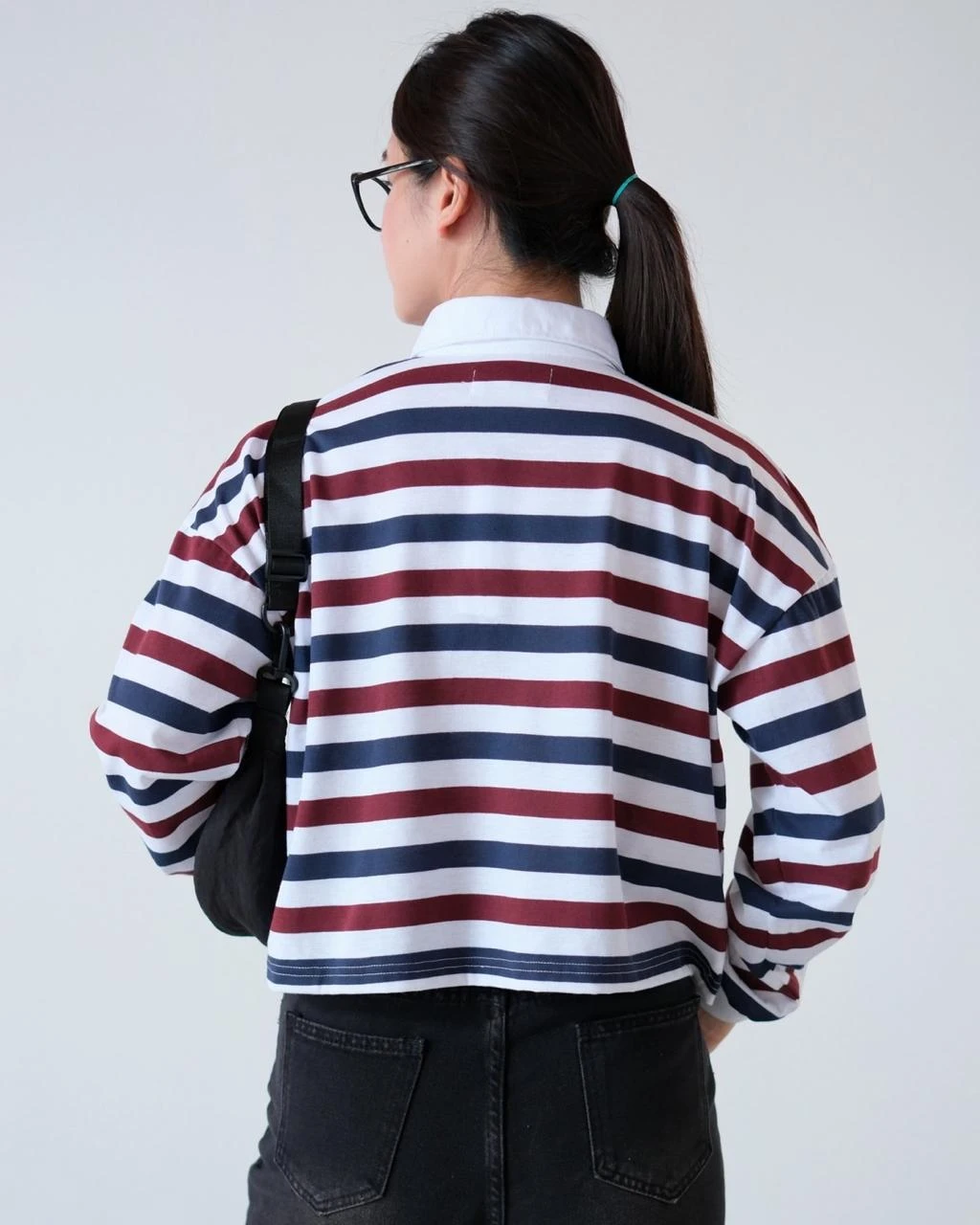 Lilou Stripe Longsleeve Bw-Maroon Small - Image 3