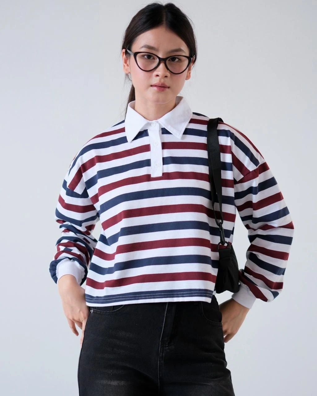 Lilou Stripe Longsleeve Bw-Maroon Small