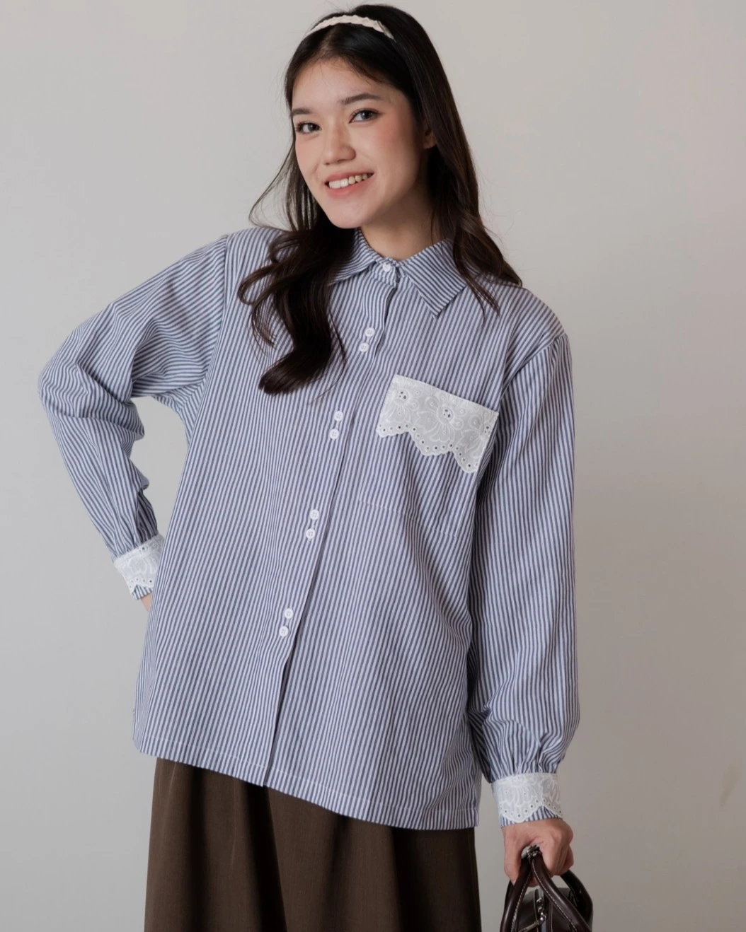 Luize Stripe Shirt Navy