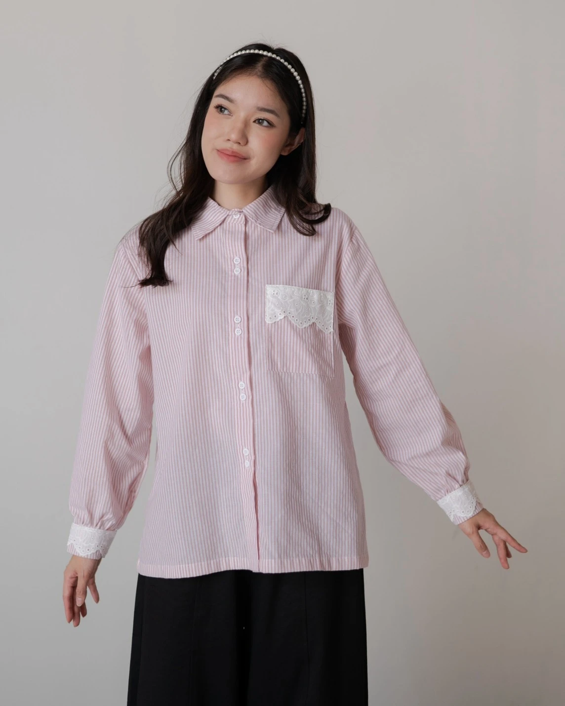 Luize Stripe Shirt Pink