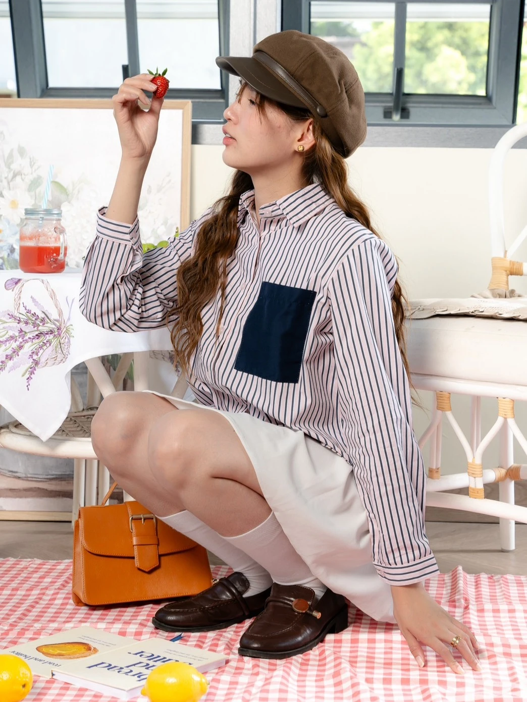 Alternative view of Matea Stripe Shirt Kode 26352 Pink-Navy