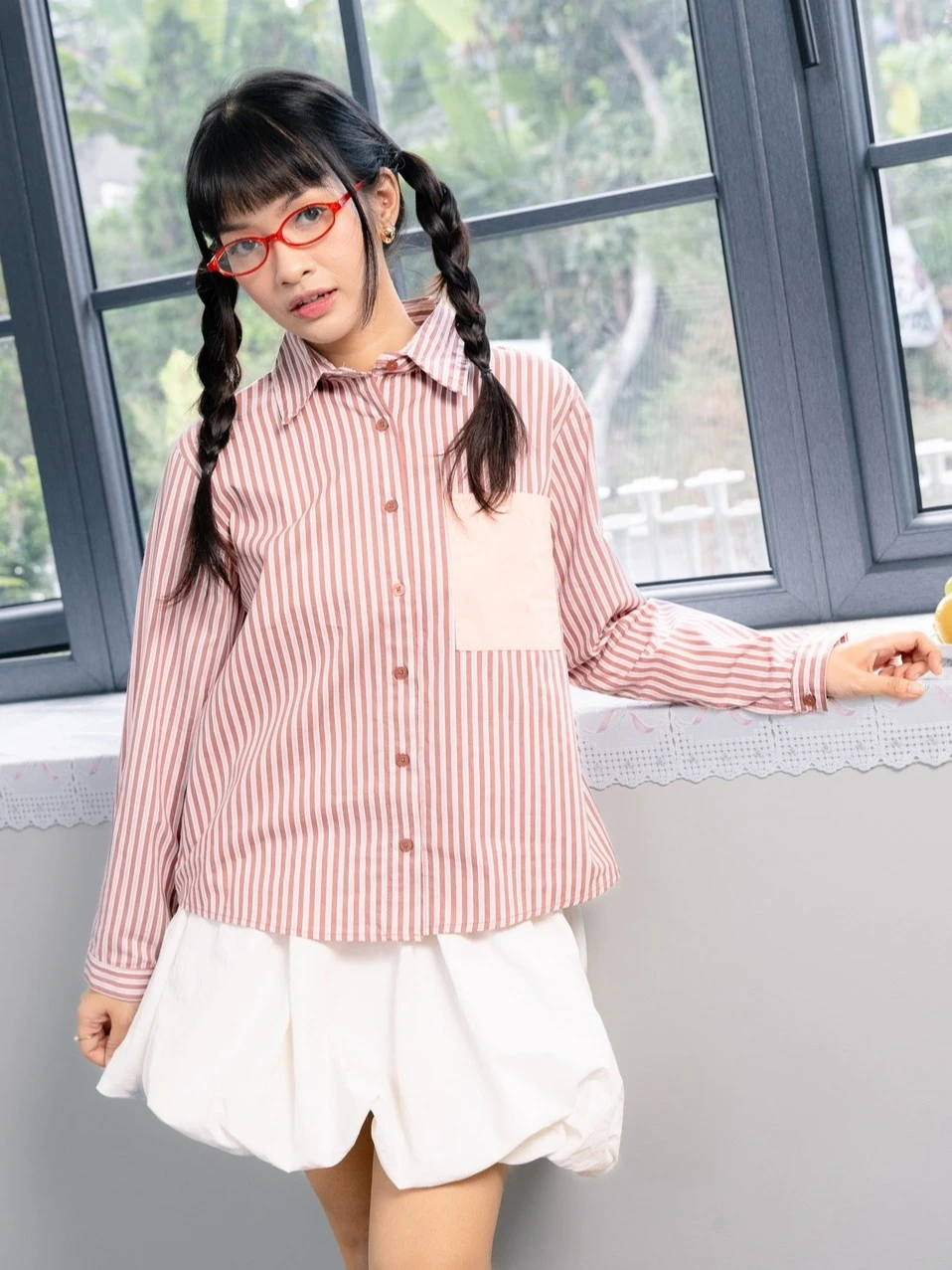 Matea Stripe Shirt Kode 26352 Pink