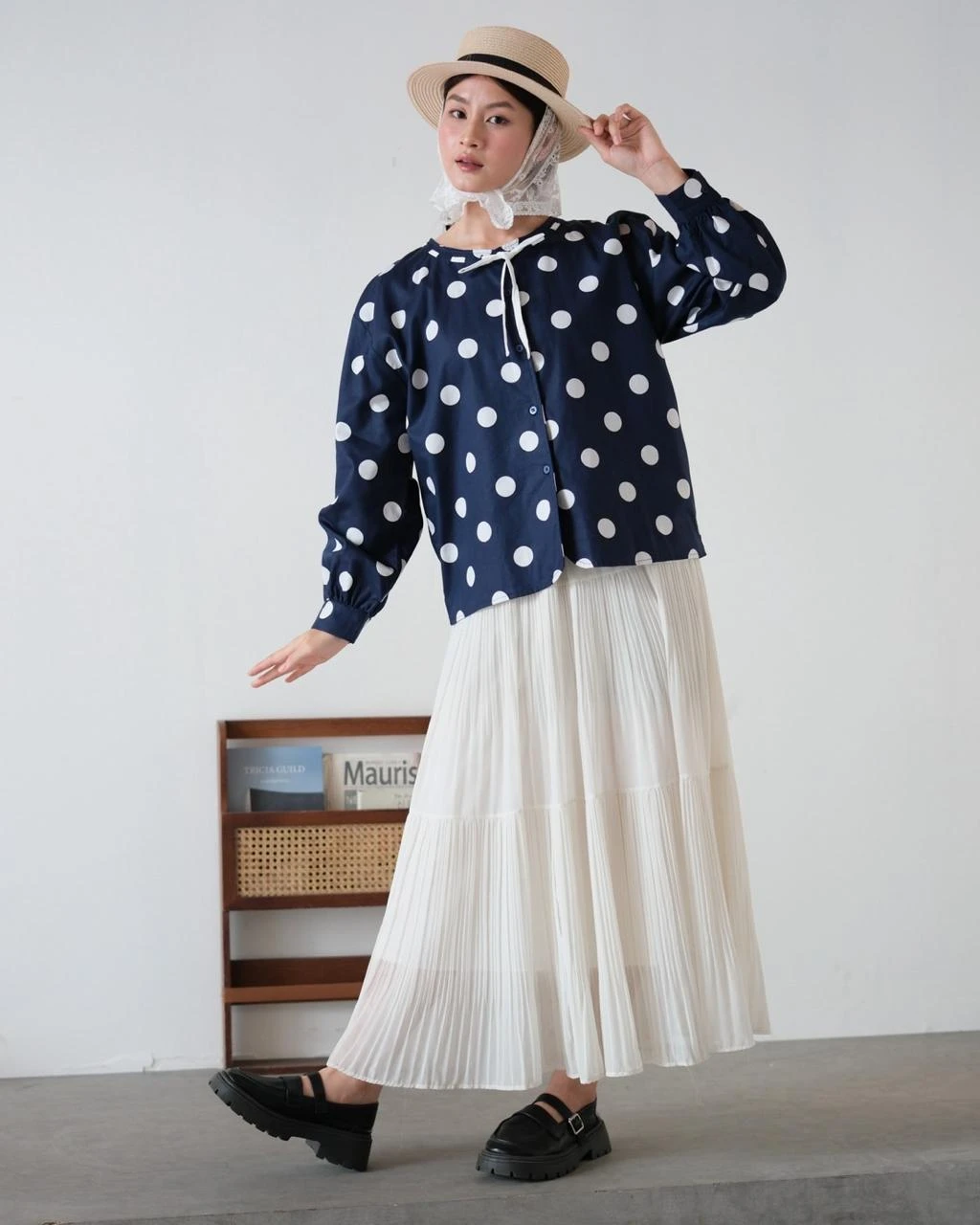 Prazna Polka Blouse Kode 26327 Navy - Image 3
