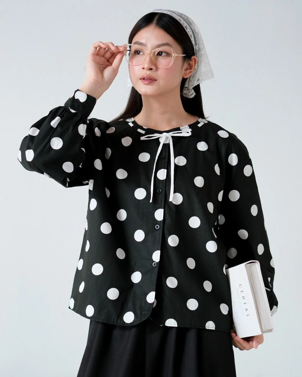 Prazna Polka Blouse Kode 26327 Black