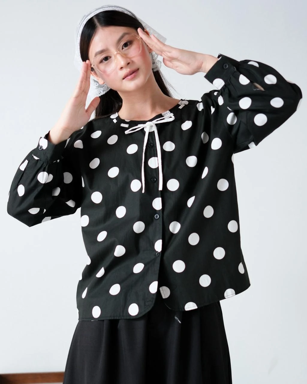 Prazna Polka Blouse Kode 26327 Black - Image 3