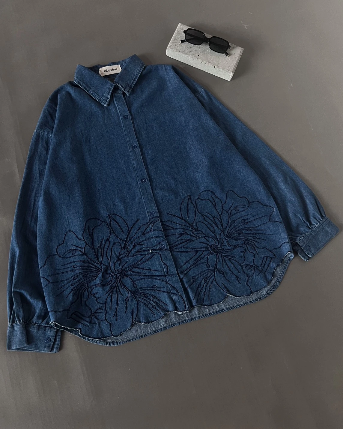 Raviva Denim Shirt Kode 14157 Dark Blue