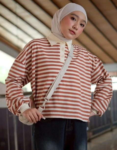Lilou Stripe Longsleeve Cream-Hazelnut