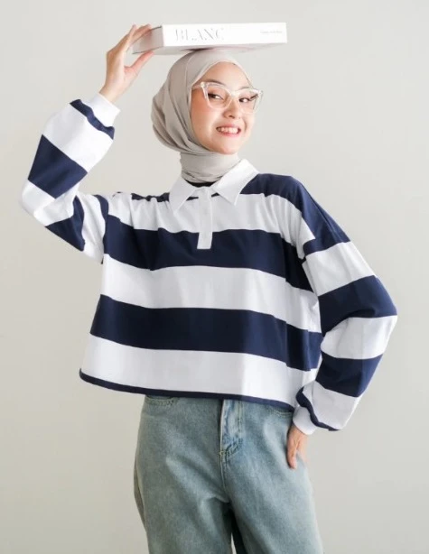 Lilou Stripe Longsleeve Bw-Navy Big