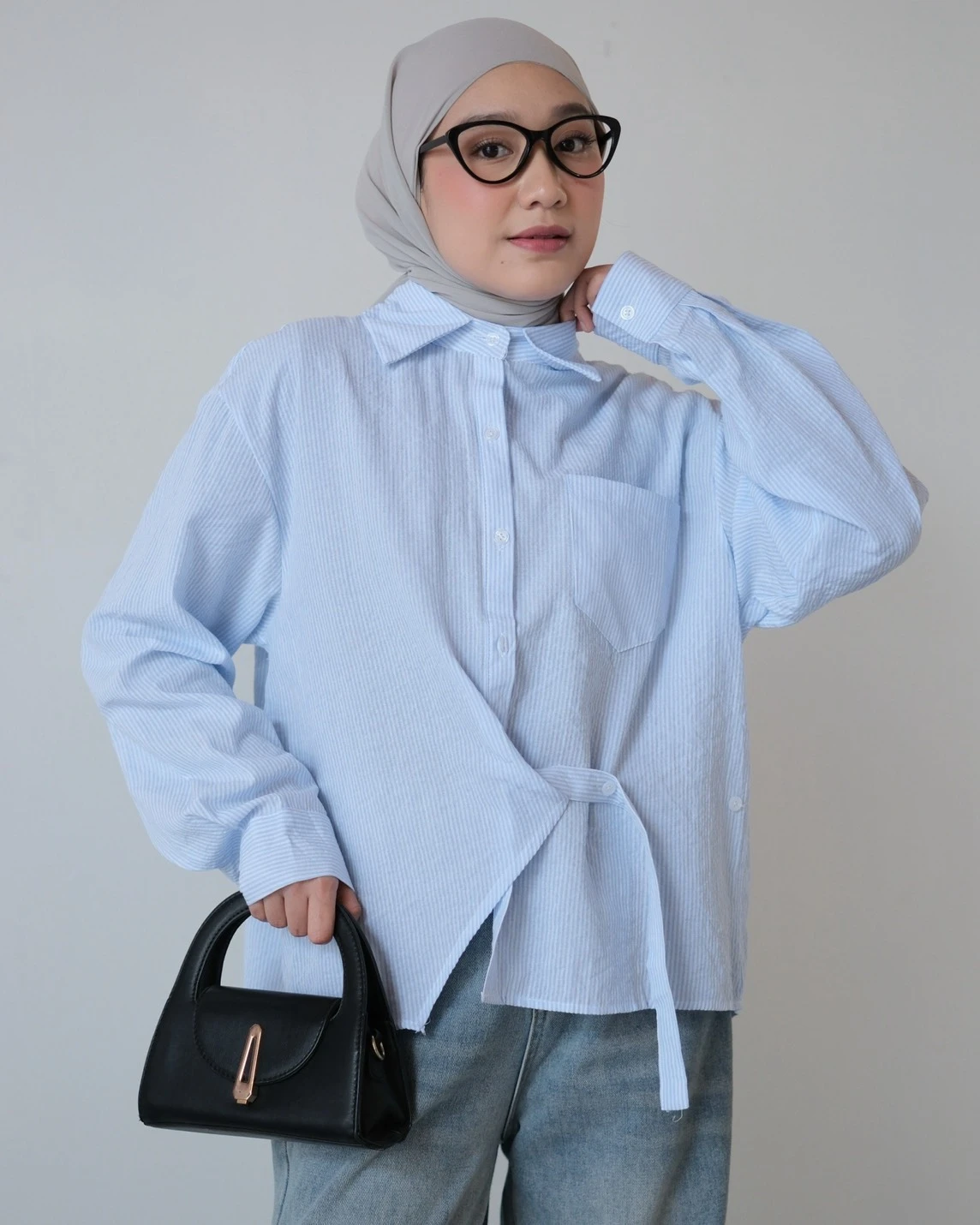 Qeitha Stripe Shirt Kode 557N Blue
