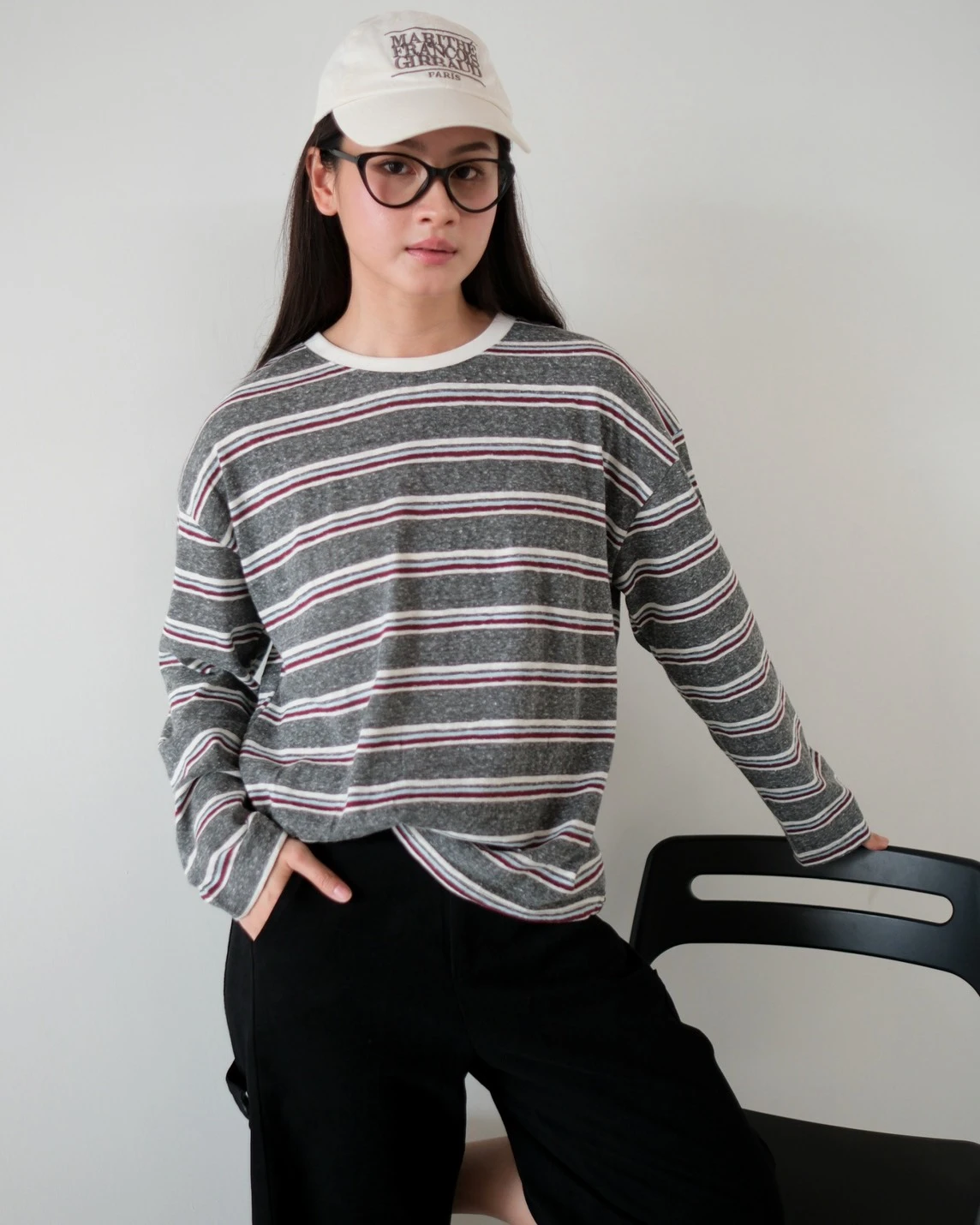 Alternative view of Endira Stripe Longsleeve Kode 17-P Dark Grey