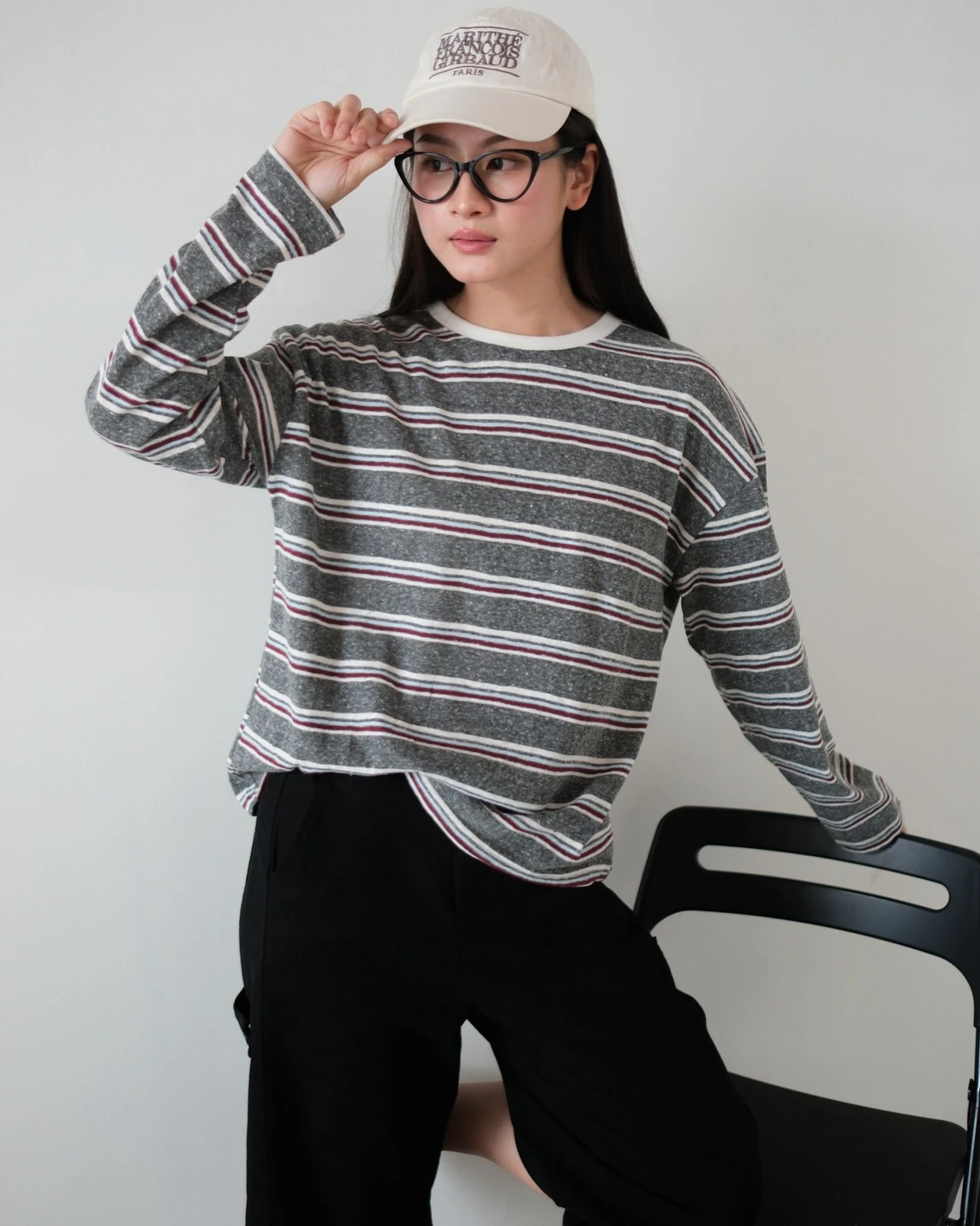 Endira Stripe Longsleeve Kode 17-P Dark Grey