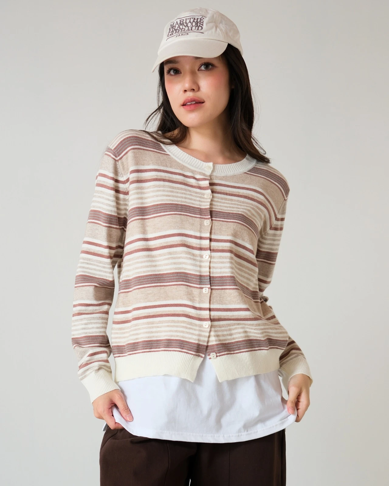 Dheca Stripe Cardi Kode 10-P Broken White
