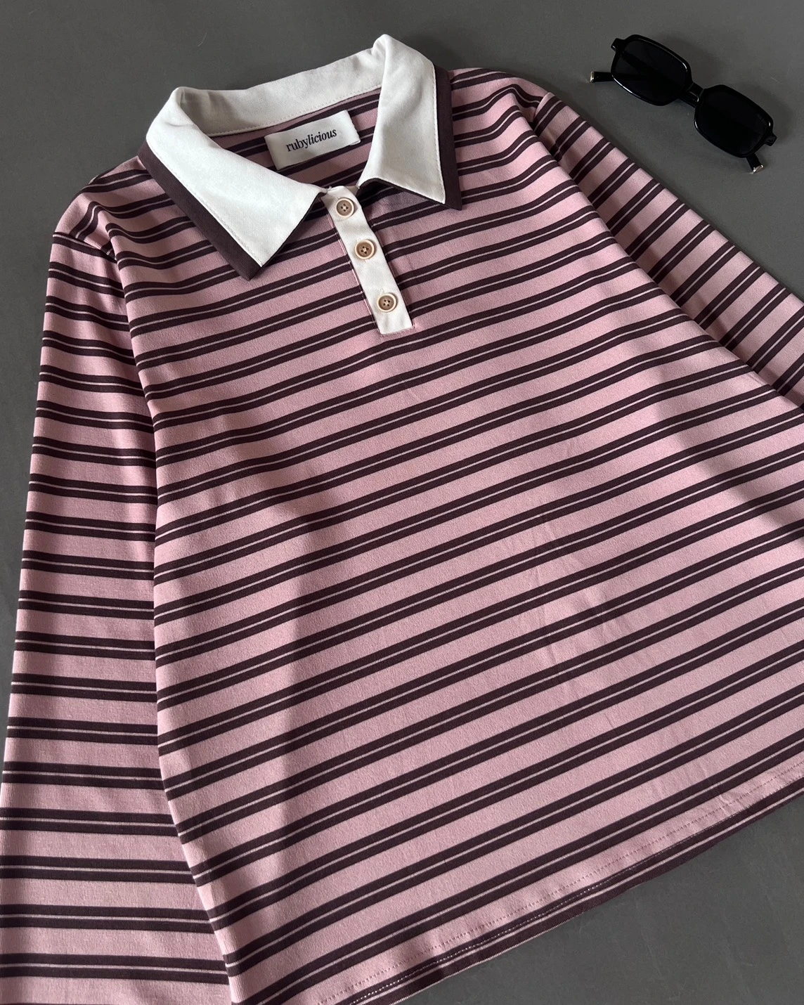Bineta Stripe Longsleeve Kode 211P Dusty Pink
