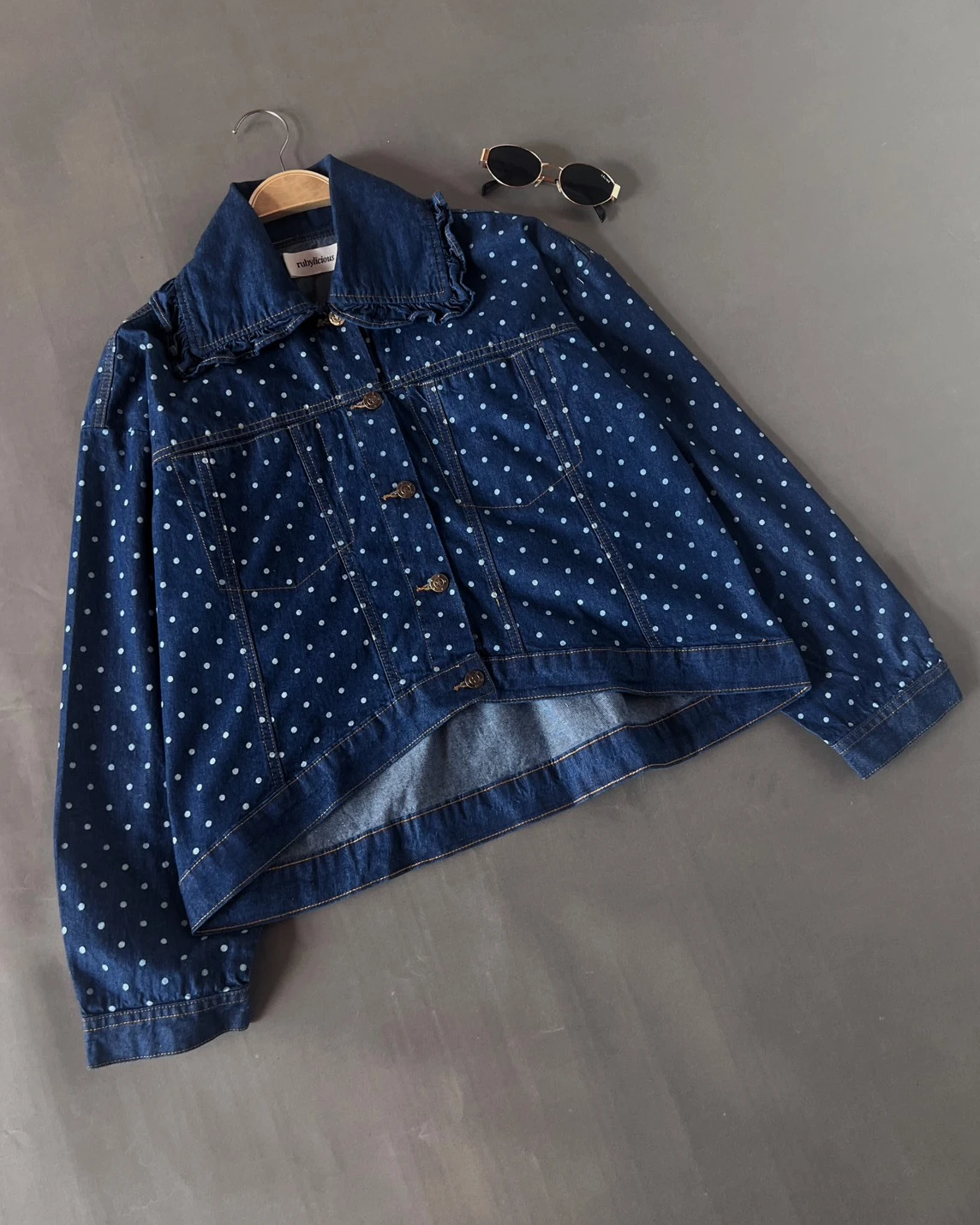 Alternative view of Velika Polka Denim Jacket Kode Ps1038 Dark Blue