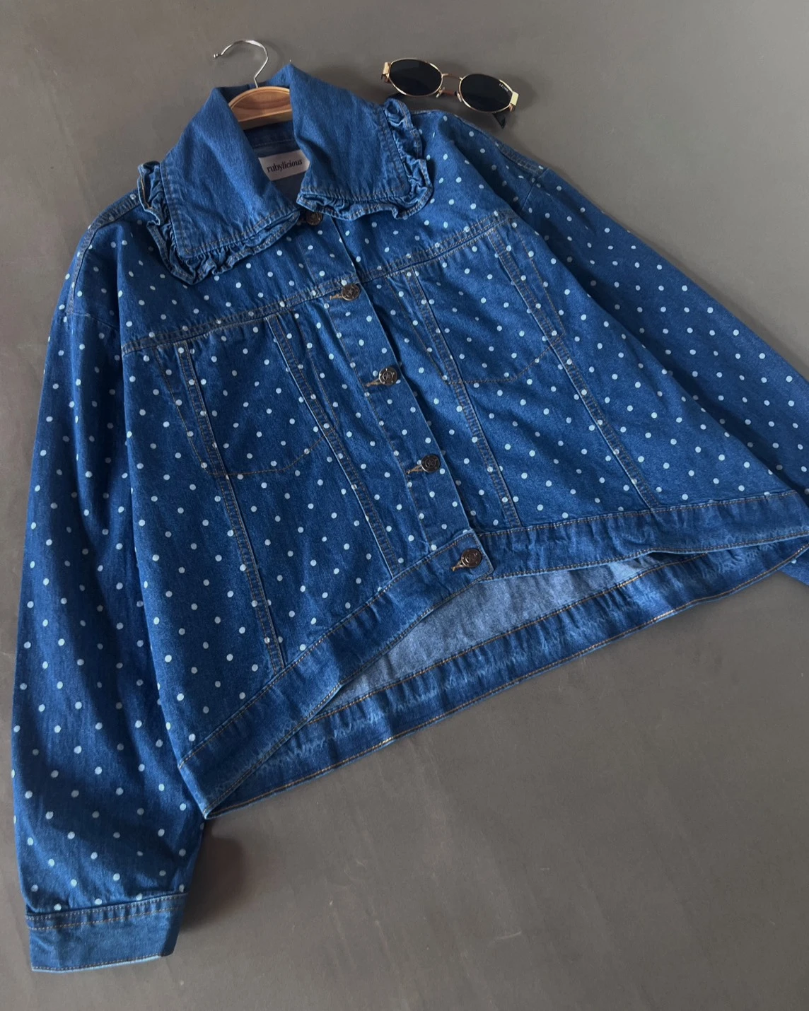 Alternative view of Velika Polka Denim Jacket Kode Ps1038 Medium Blue
