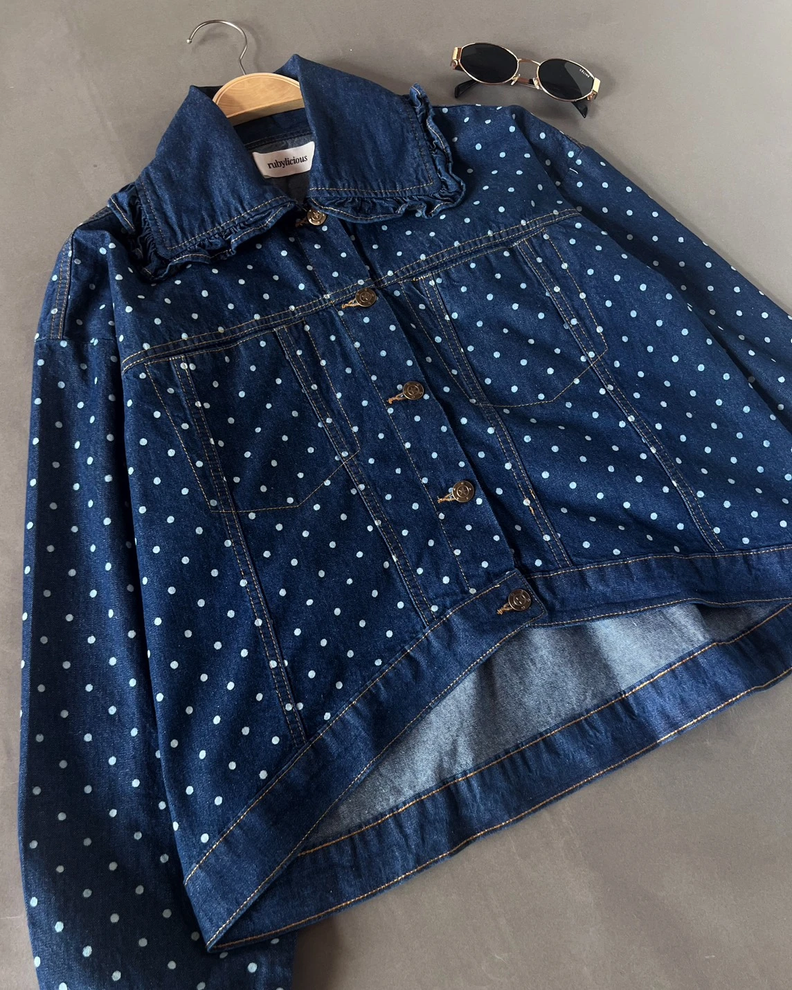 Velika Polka Denim Jacket Kode Ps1038 Dark Blue