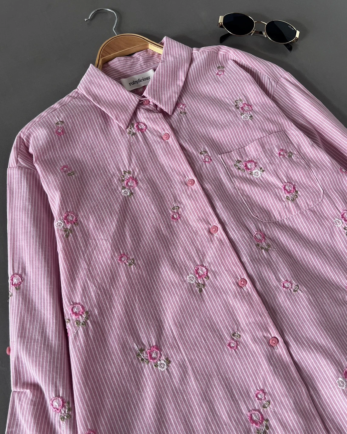 Emyro Stripe Shirt Kode 20458 Pink