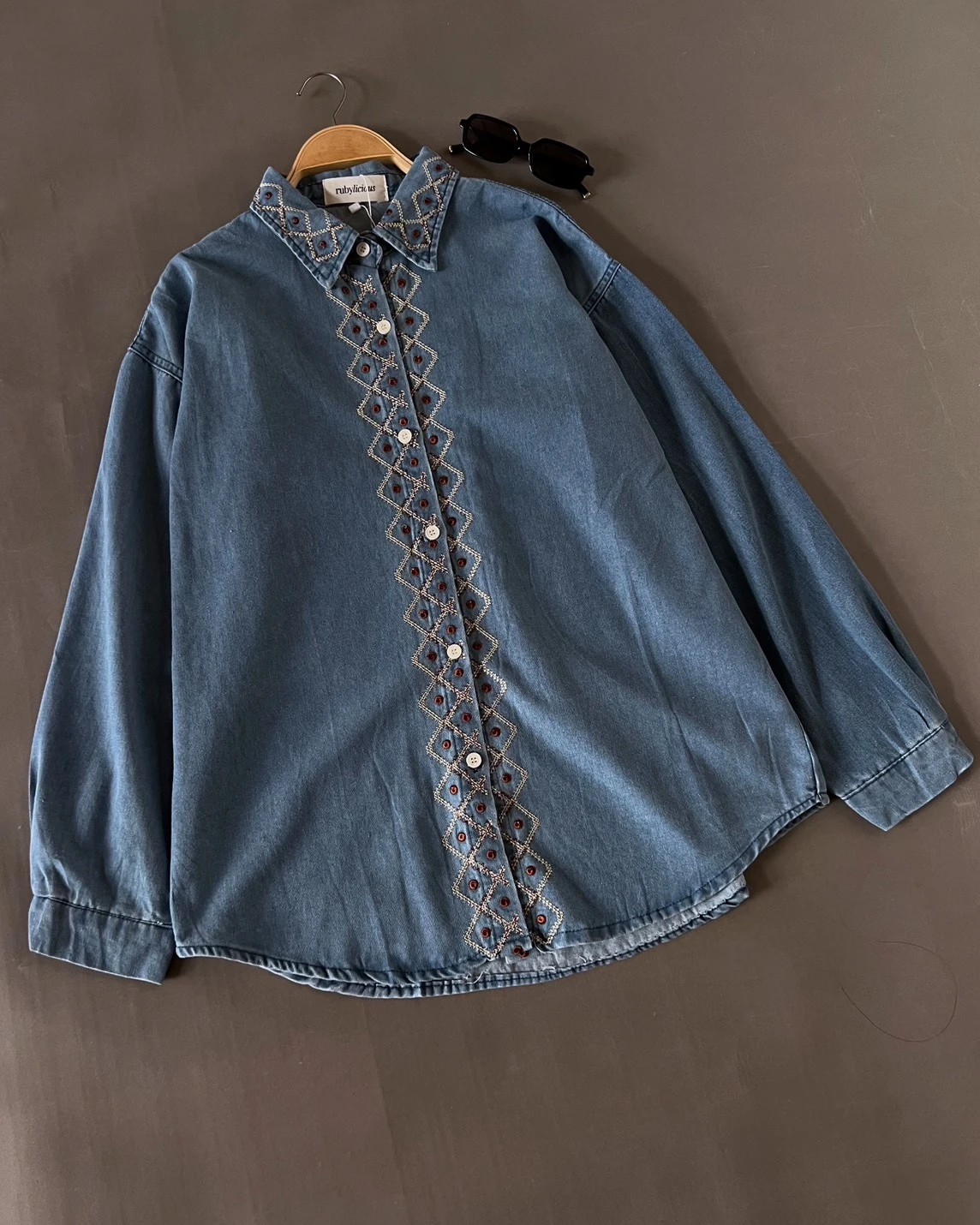 Alternative view of Hanzo Denim Shirt Kode 541N Light Blue